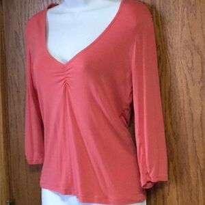 Coral Ruched Top